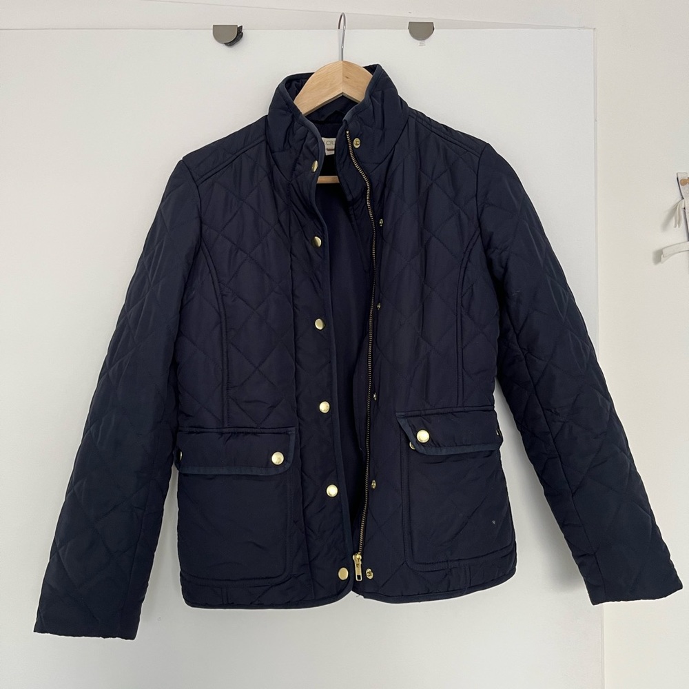 J Crew Quilted Navy Puffer Jacket